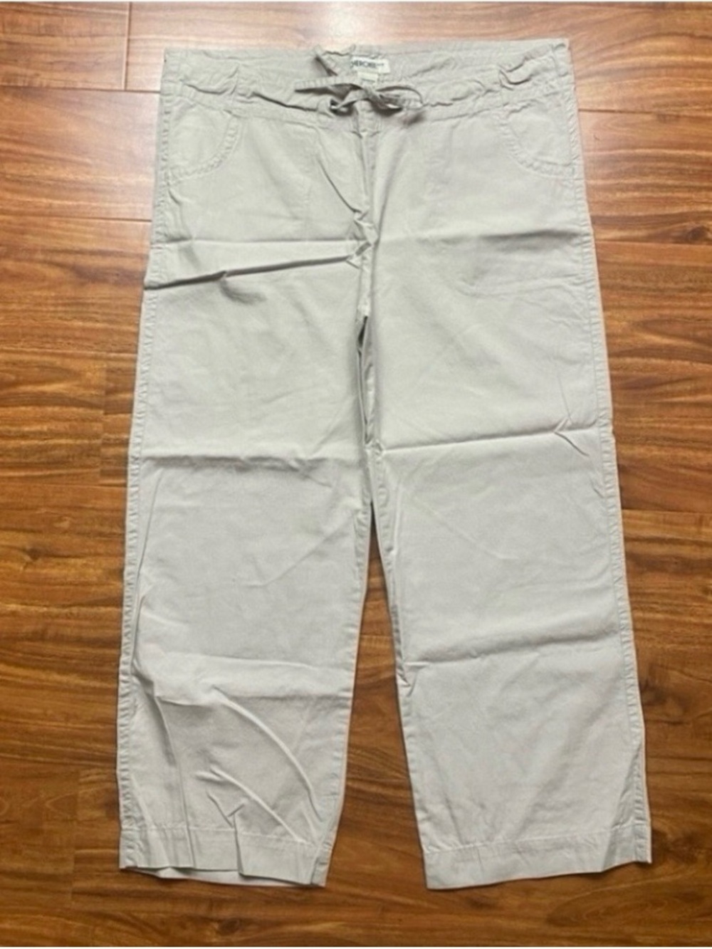Cherokee Women's Tan 100% Cotton Lightweight Drawstring Capri Pants XS Casual